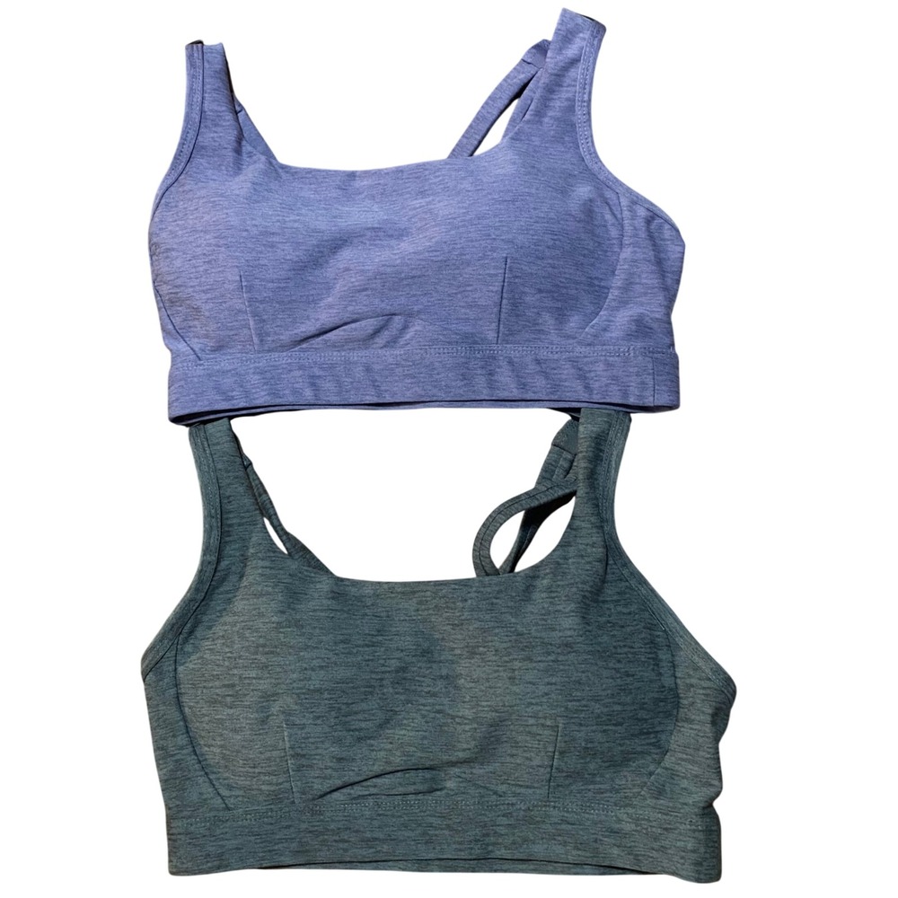 Athletic Works ButterCore Twist Back Sports Bra 2 Pack Purple Grey XS 0-2 NWT